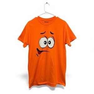 Gildan Bright Orange Tee With A Silly Cartoon Face Size Medium